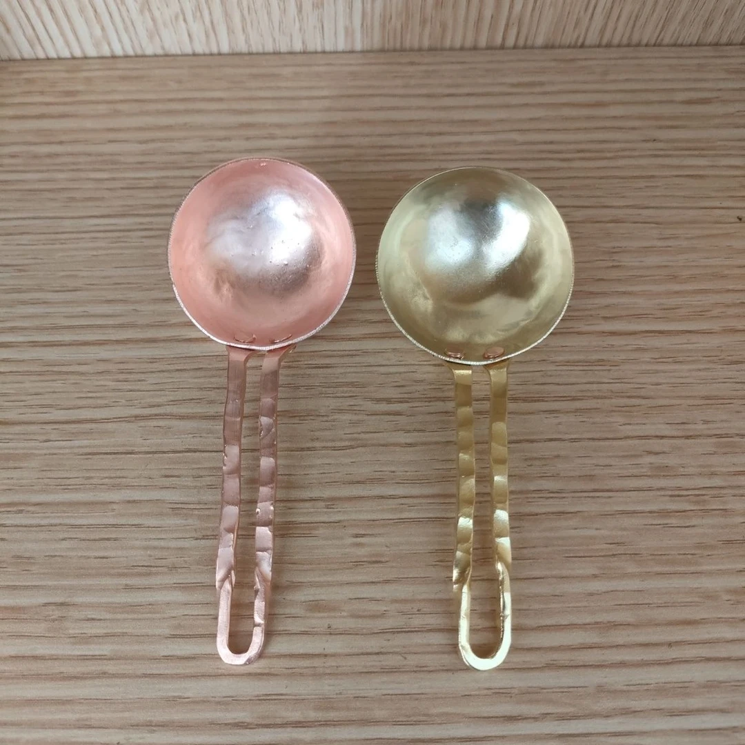 日式手工黄铜咖啡勺 复古可爱调料勺甜品勺咖啡豆勺茶匙