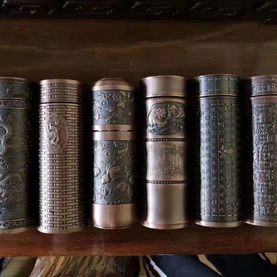 纯红铜保健杯紫铜九龙杯百福梅兰竹菊养生水杯茶杯保健保温杯礼品