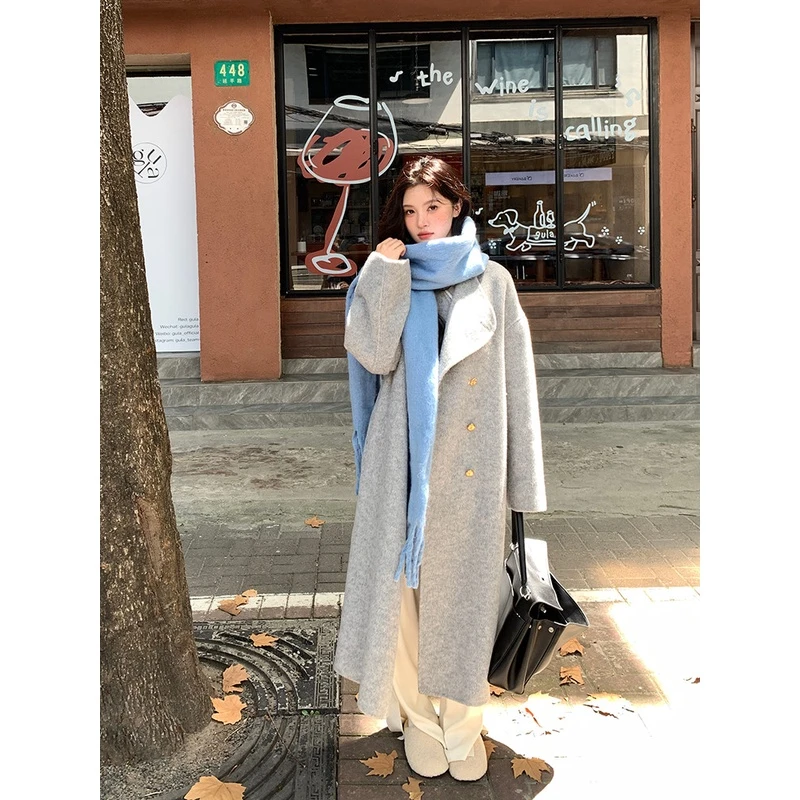 【柏拉图】95绵羊毛5羊驼毛双面呢大衣韩系阔版非修身大衣LD