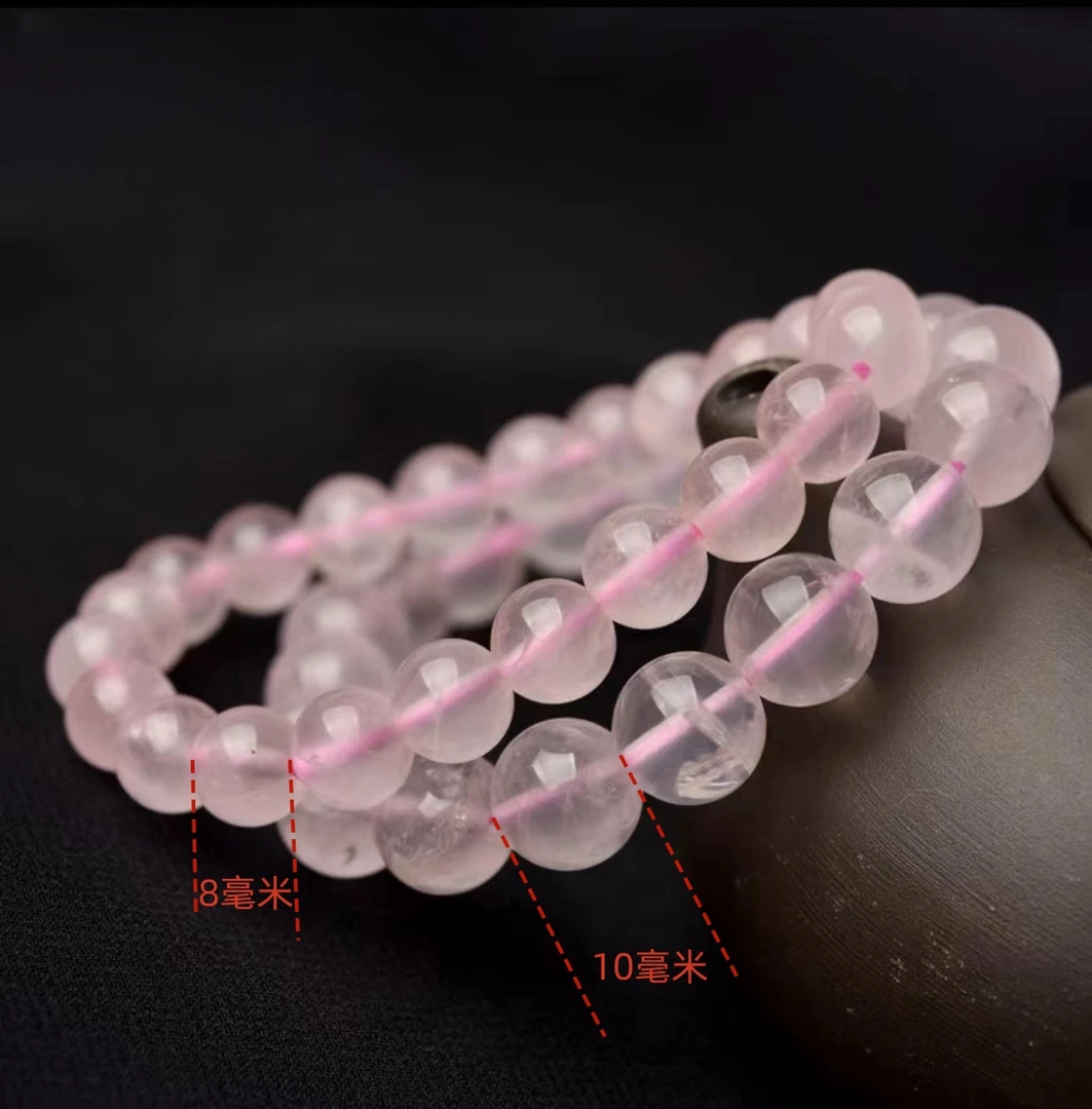 天然冰种粉水晶手串芙蓉石高冰粉水晶手链 送女朋友女士小众手链