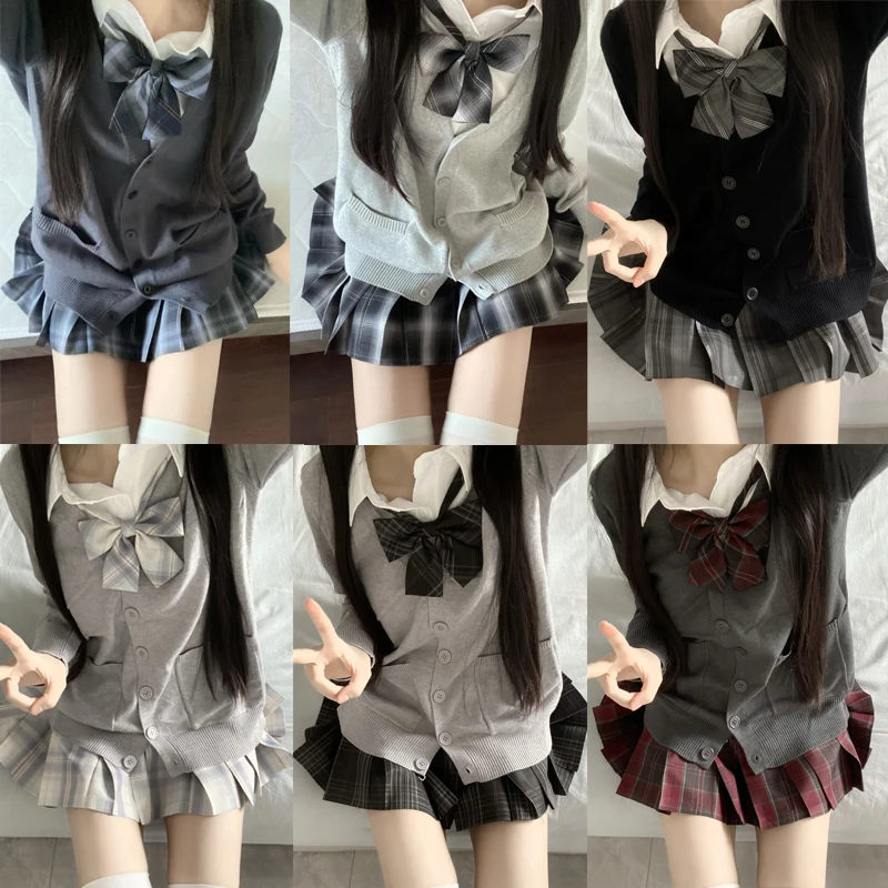 喵太JK制服春秋原创正版格裙收腰衬衫毛衣长袖套装学生校供成品布