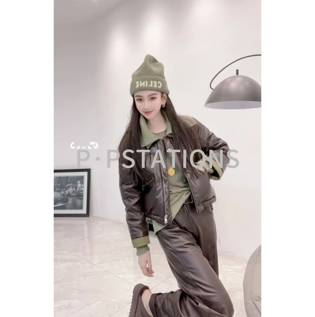 PP 2025｜烟沐如柃 海宁绵羊皮真皮女外套休闲雅丹风24100