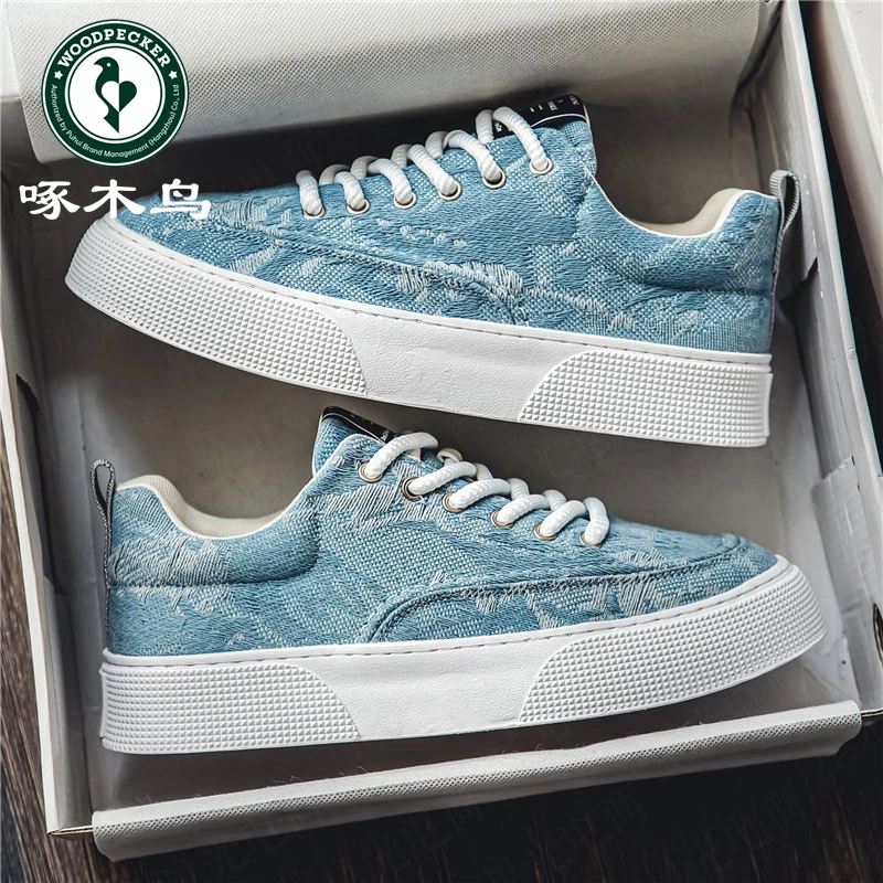【正品】啄木鸟男鞋透气轻便软底帆布鞋男士潮流百搭休闲鞋运动板鞋