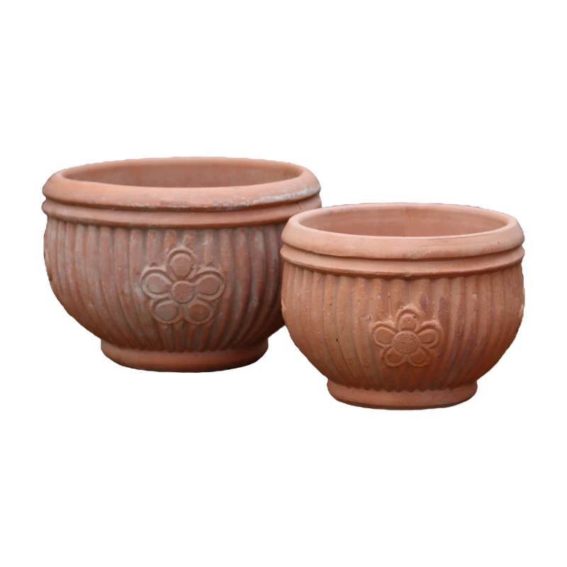 花盆红陶粗陶陶瓷高档美式浮雕庭院露台绿植种树吸水透气耐用立体