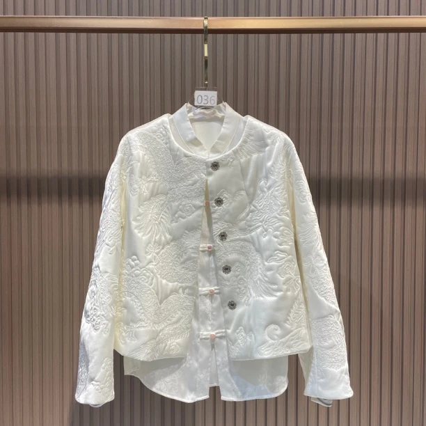 白月光 重工刺绣新中式秋冬厚款薄棉外套上衣