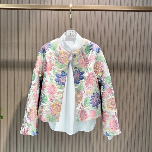 繁花似锦 新中式短款洋气加棉织锦外套