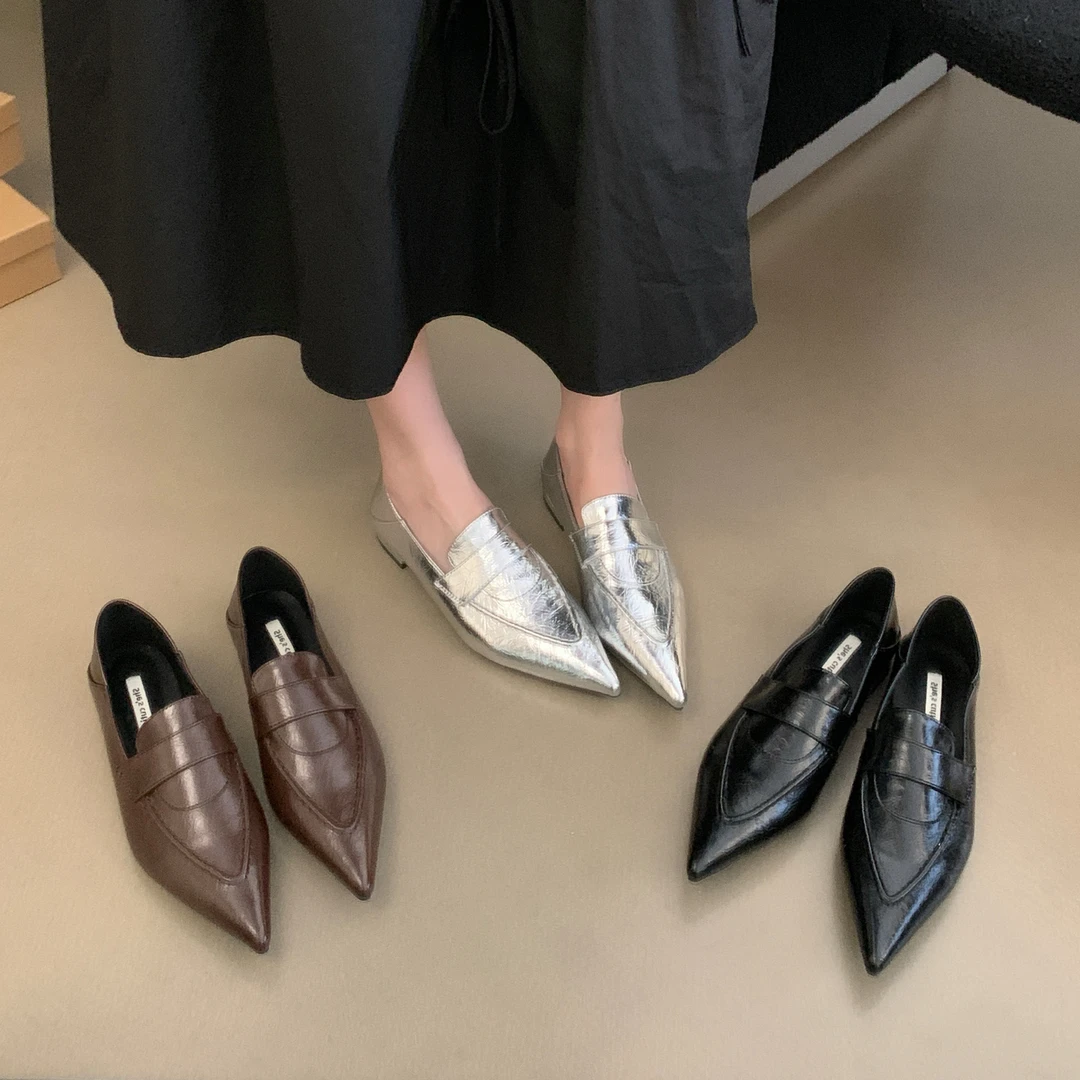 2025新款黑色法式潮鞋尖头低跟深口小香风玛丽珍气质软底单鞋女鞋