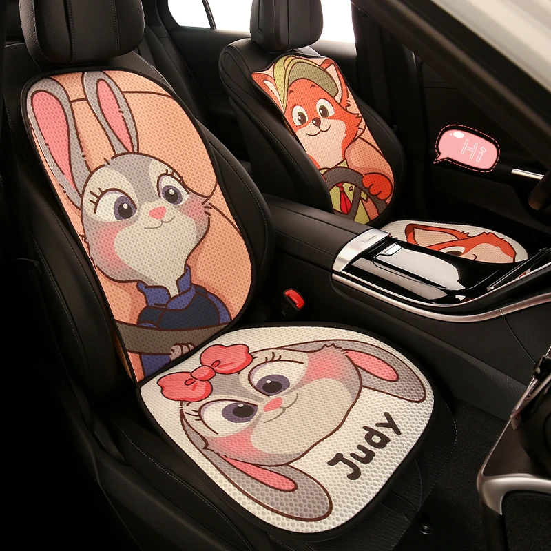 汽车坐垫卡通夏季透气凉垫车座垫可爱女生四季通用新款半包座椅套