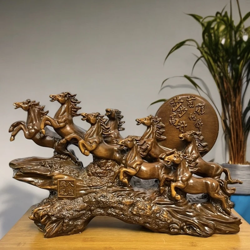 八骏雄风八骏马才32高20新中式家居装饰摆件