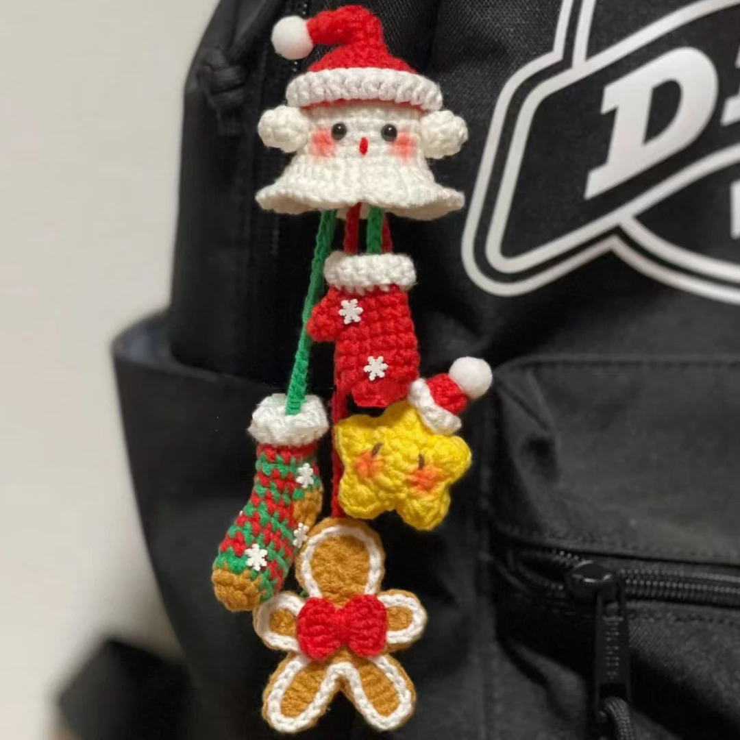 圣诞小幽灵姜饼人星星挂件手工编织diy材料包毛线钩针钥匙扣挂饰