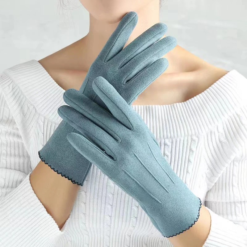 【德绒】手套女冬薄款弹力触屏短款开车骑车户外防寒保暖秋冬天