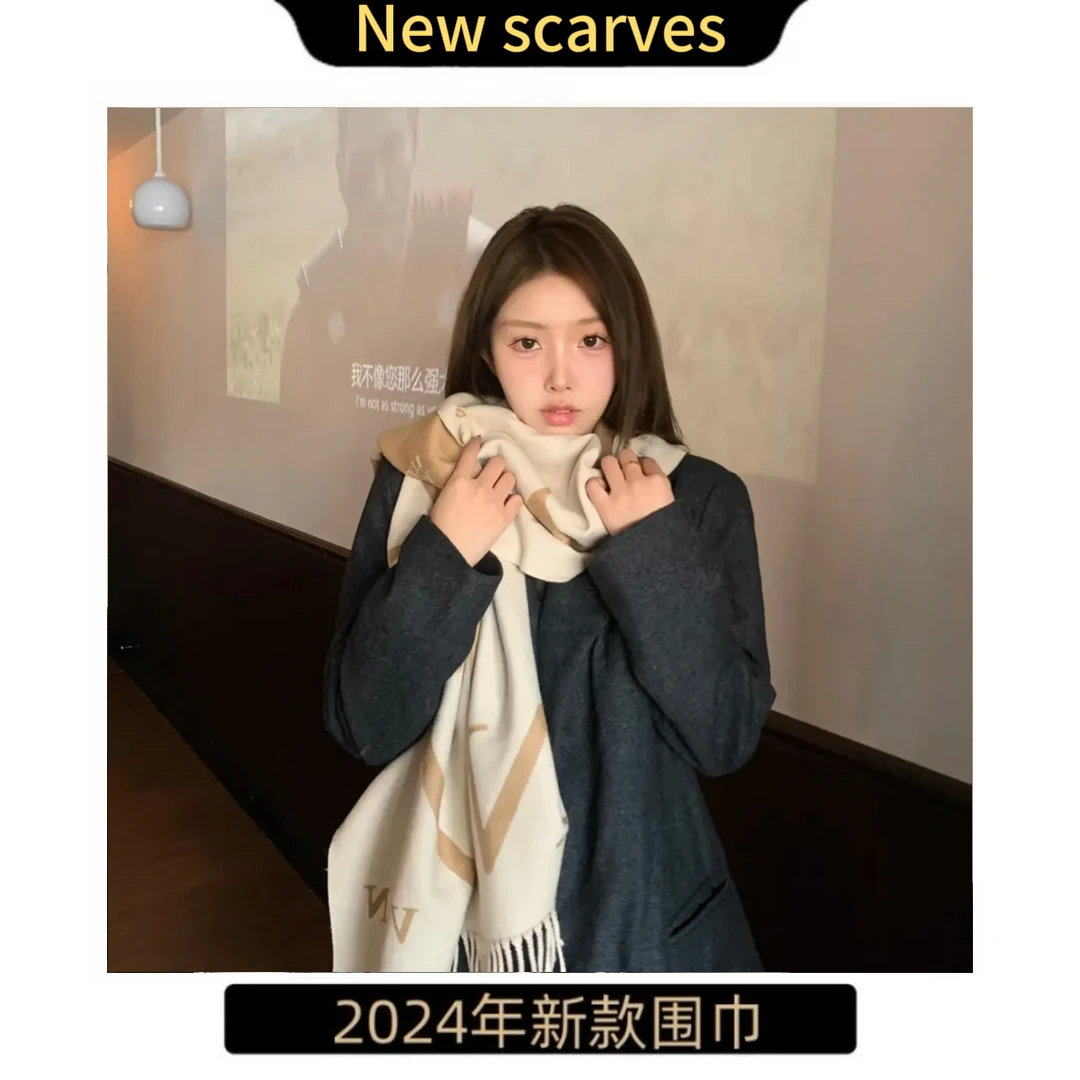 围巾女款2024虞书欣同款黄色双面披肩女秋季宽松流苏百搭保暖围巾