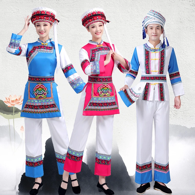 白族服装女云南民族服装男款服饰少数民族高档舞蹈服白族演出服装