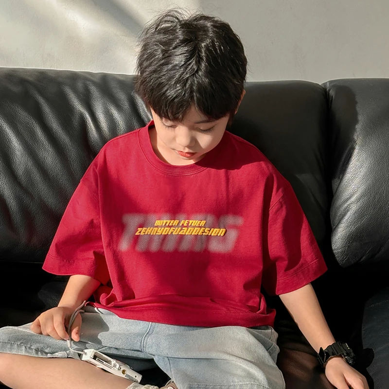 儿童夏季新款童装男童短恤T恤夏款中大童半袖潮流男孩夏装圆领