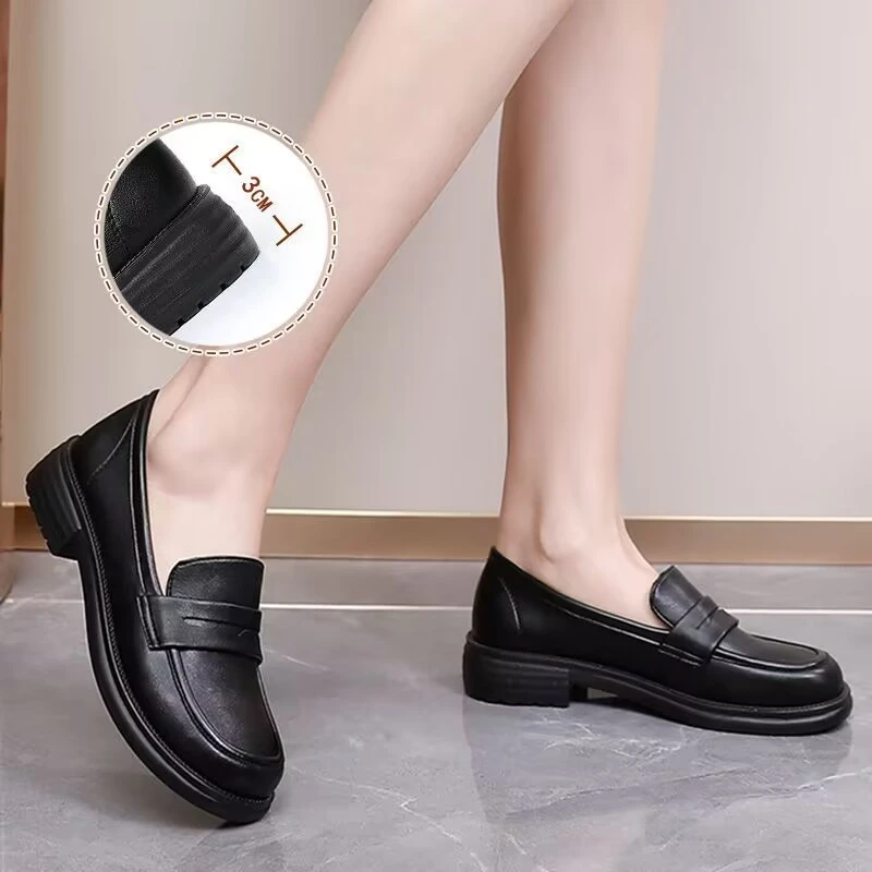 网红款2025春季新款女英伦风时尚百搭气质休闲舒适乐福鞋软底软面