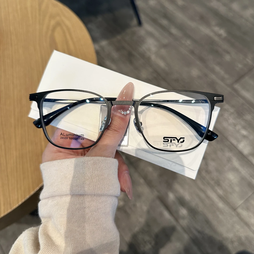 超轻纯钛网红方圆高度数百搭近视眼镜舒适防蓝光变色防蓝光28559