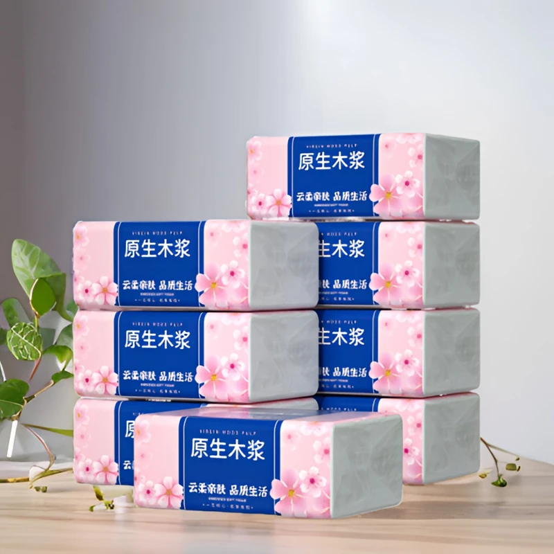 樱花抽纸压花家用卫生纸实用亲肤原木餐巾纸压花面巾纸抽取式纸巾