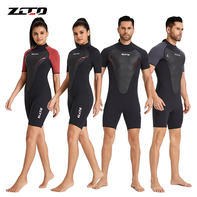 ZCCO3MM潜水服男连体短袖加厚防寒保暖潜水衣女冲浪浮潜防晒泳衣