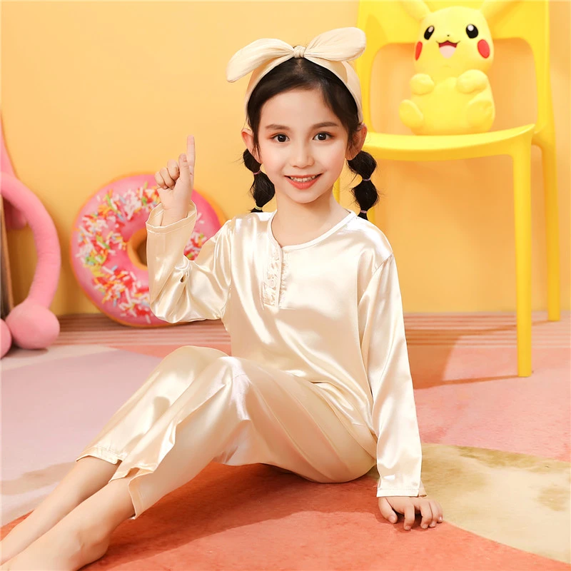 儿童睡衣女童夏季薄款女孩公主长袖春夏中大童宝宝小孩家居服冰丝