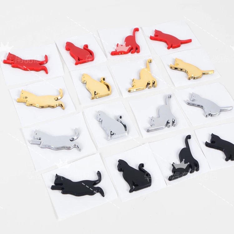 汽车个性宠物猫车标金属车贴尾标侧标外饰划痕白猫防水装饰贴车标