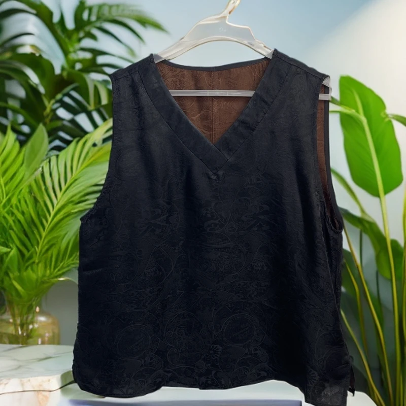 SS 2024秋季新款时尚国风百搭宽松V领背心 236898-10
