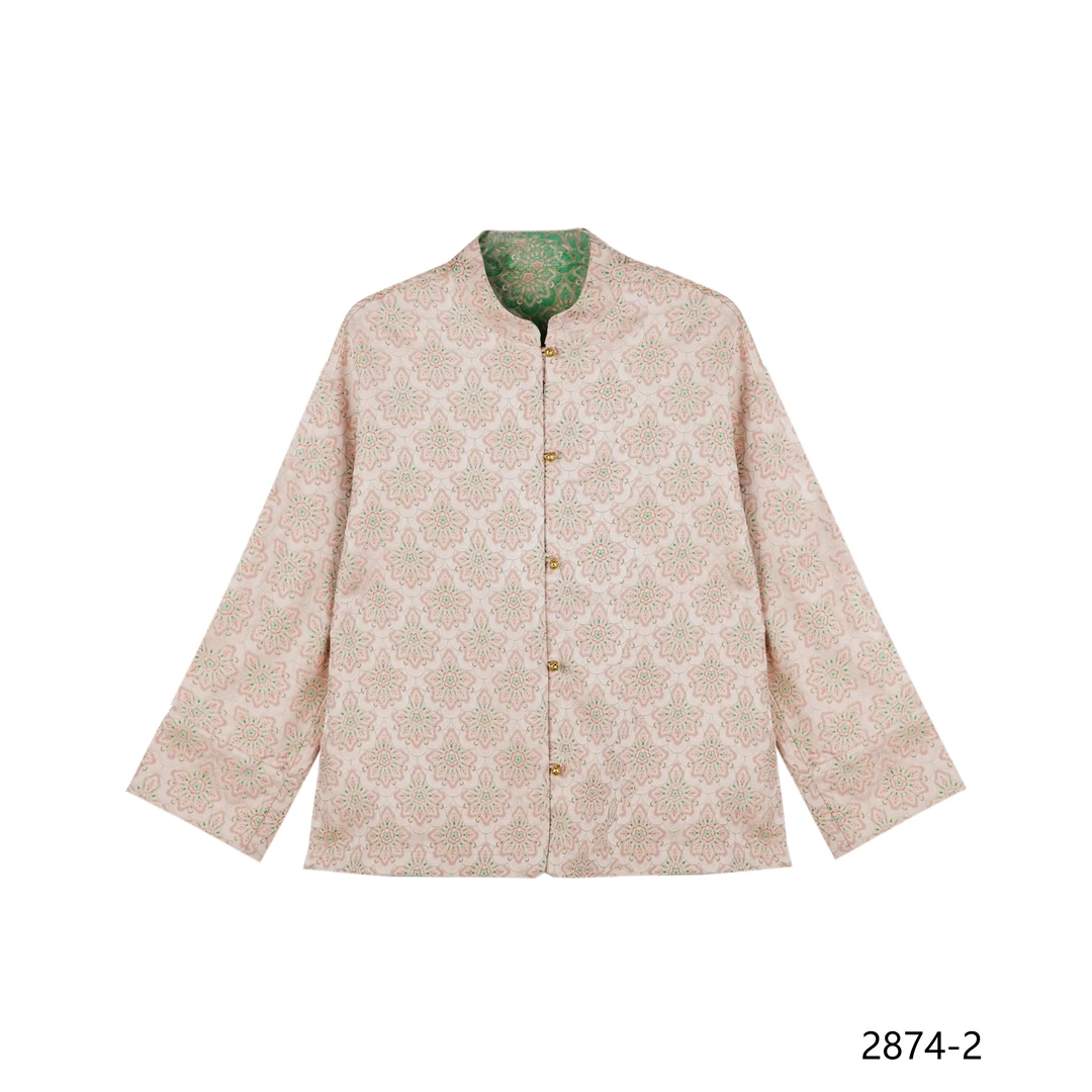 LL 丝绸之路2025新款宋锦提花复古新中式桃花短外套2874-2