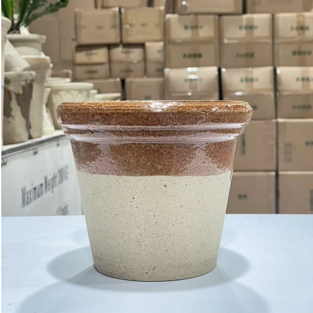 园丁半釉橘黄色16口径花盆