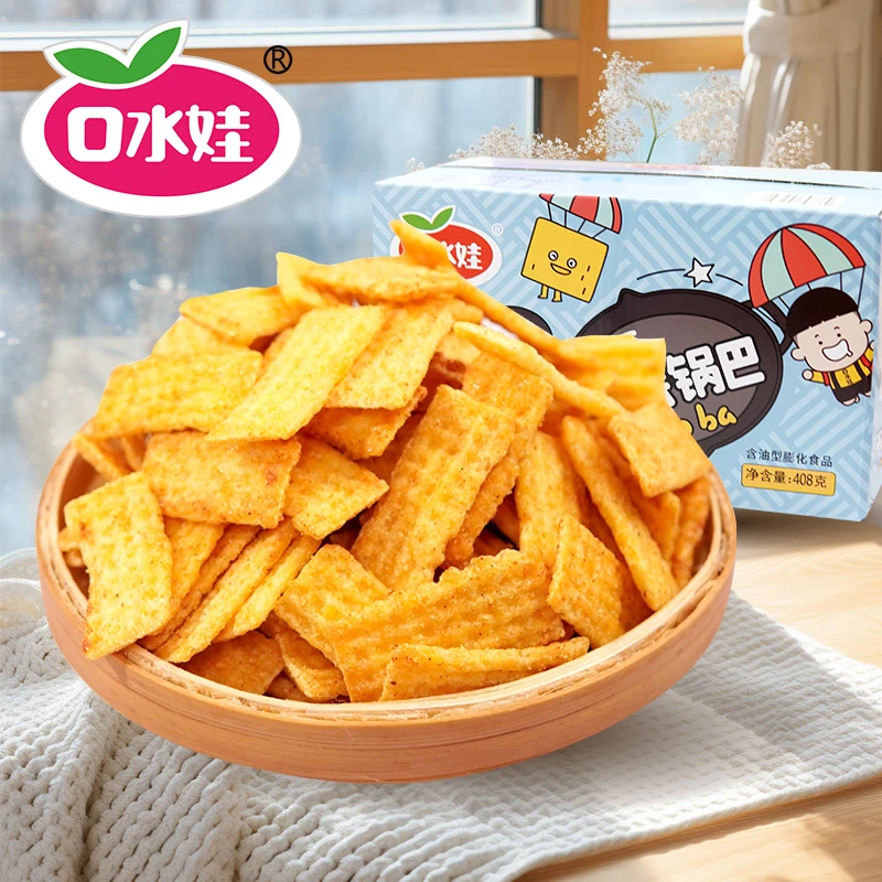 口水娃408克平底锅巴（一箱5包）