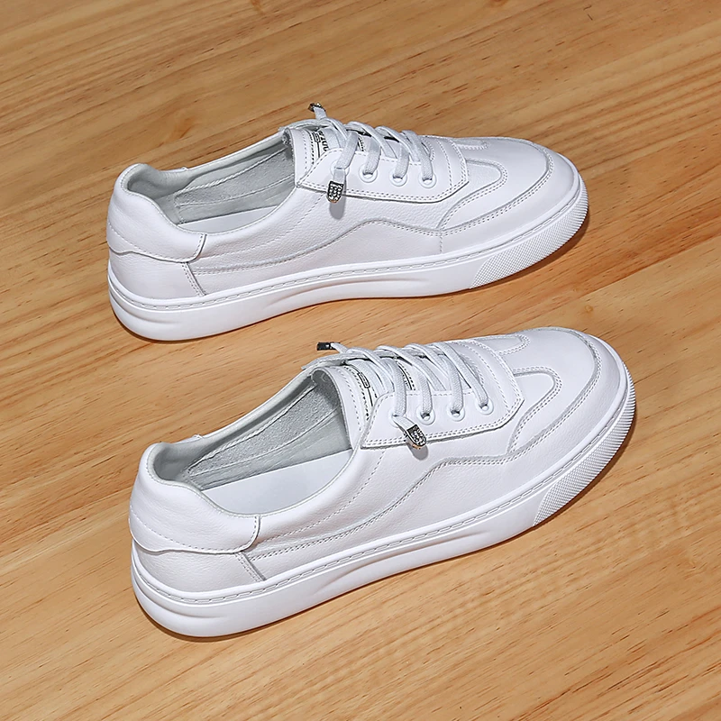 头层牛皮浅口小白鞋女夏2025女士新款单鞋平底休闲百搭透气小皮鞋