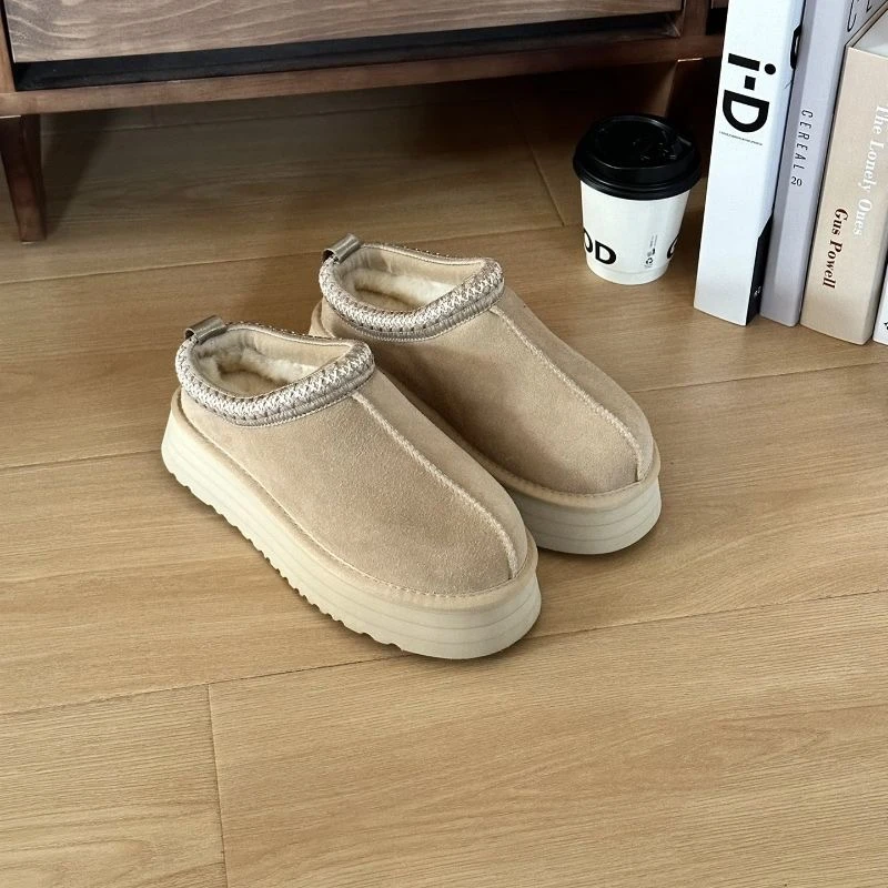 【民族风厚底】 秋冬雪地靴 时尚保暖 皮毛一体 女款百搭雪地棉女鞋