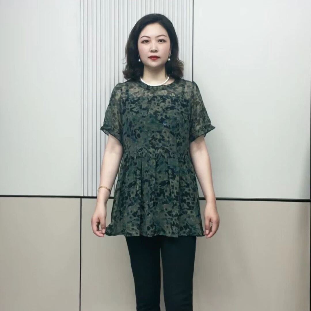 妈妈装夏季新款短袖T恤女时尚洋气显瘦中长款打底衫女