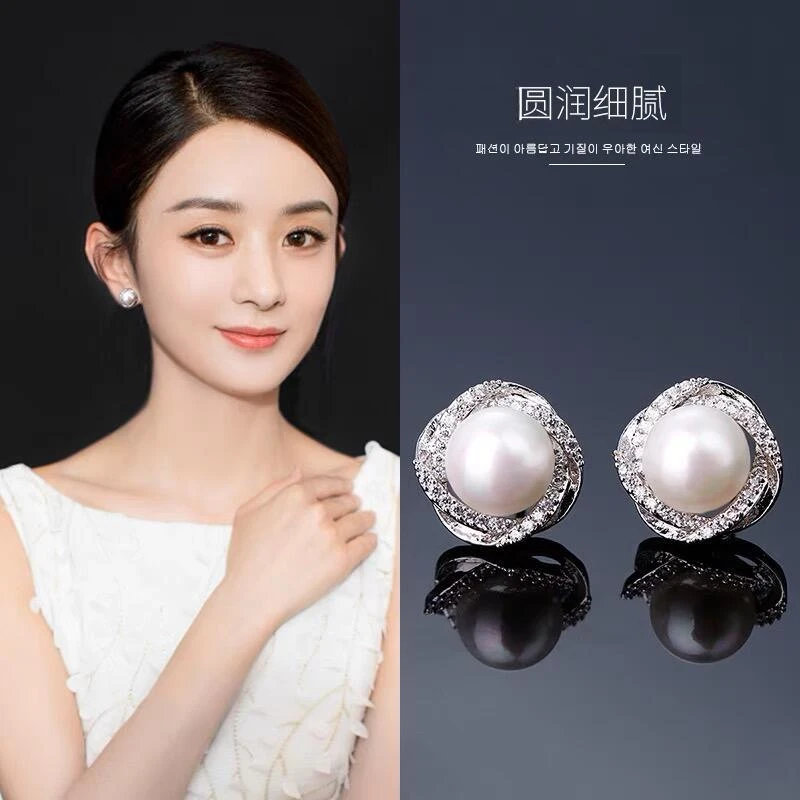 925银耳饰 气质天然贝珠耳钉2025年新款潮设计感高级洋气耳夹耳饰