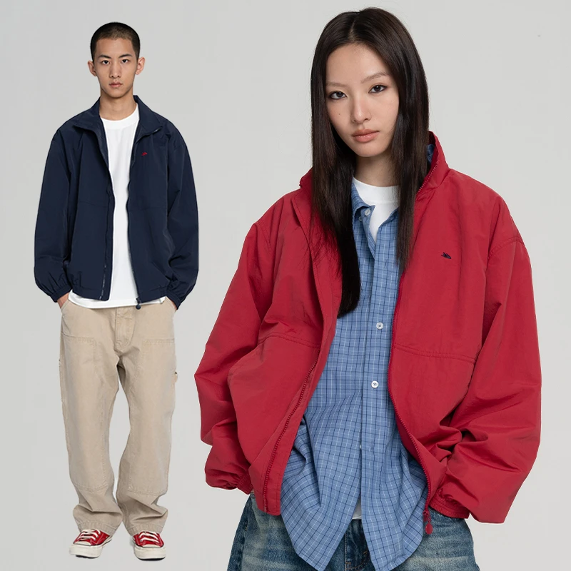 CONTRAFIEND经典刺绣LOGO茧形滑板拉链夹克 亲肤松弛感尼龙外套