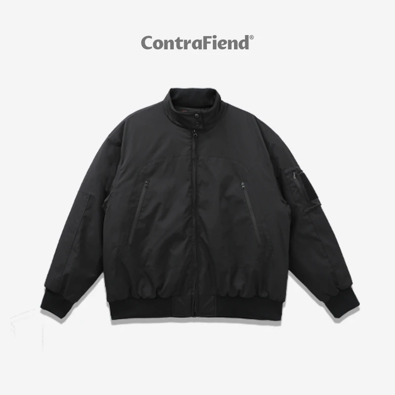 CONTRAFIEND秋冬3M新雪丽立领加棉男复古百搭哈灵顿保暖棉服外套