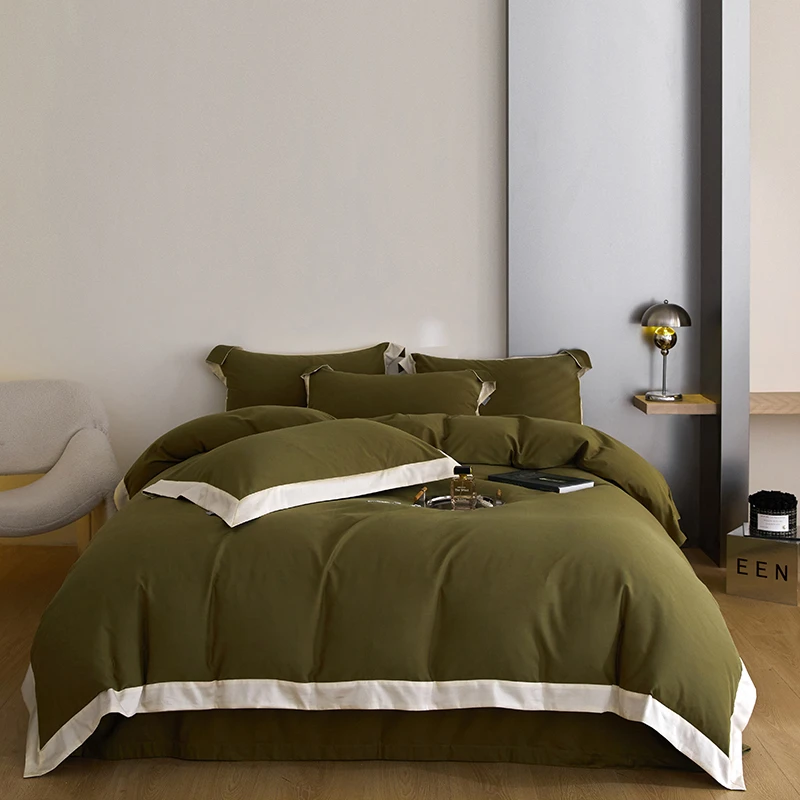 100支纯棉轻奢四件套加厚冬季保暖纯色长绒棉床单被罩四件套床品
