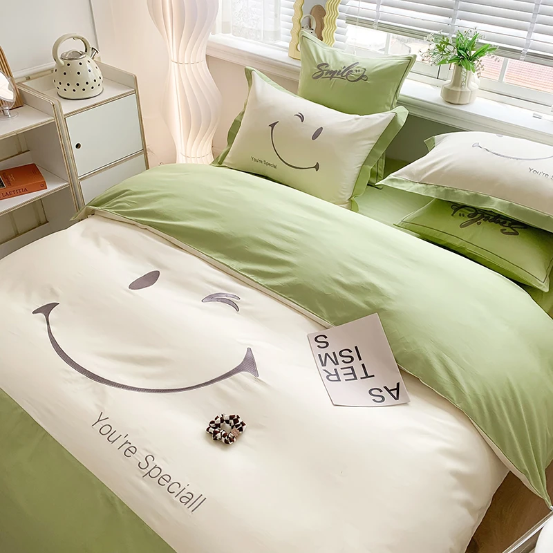 简约床上用品四件套纯棉100%全棉四件套小清新高级感床上用品全棉