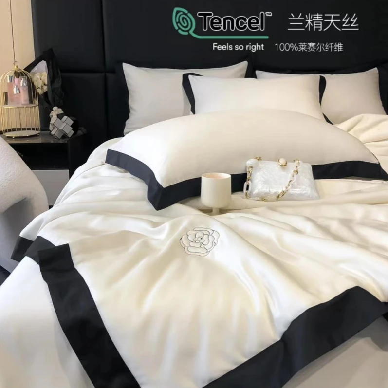 兰精天丝夏凉被四件套轻奢简约空调被夏季冰丝凉感夏被双面纯色被
