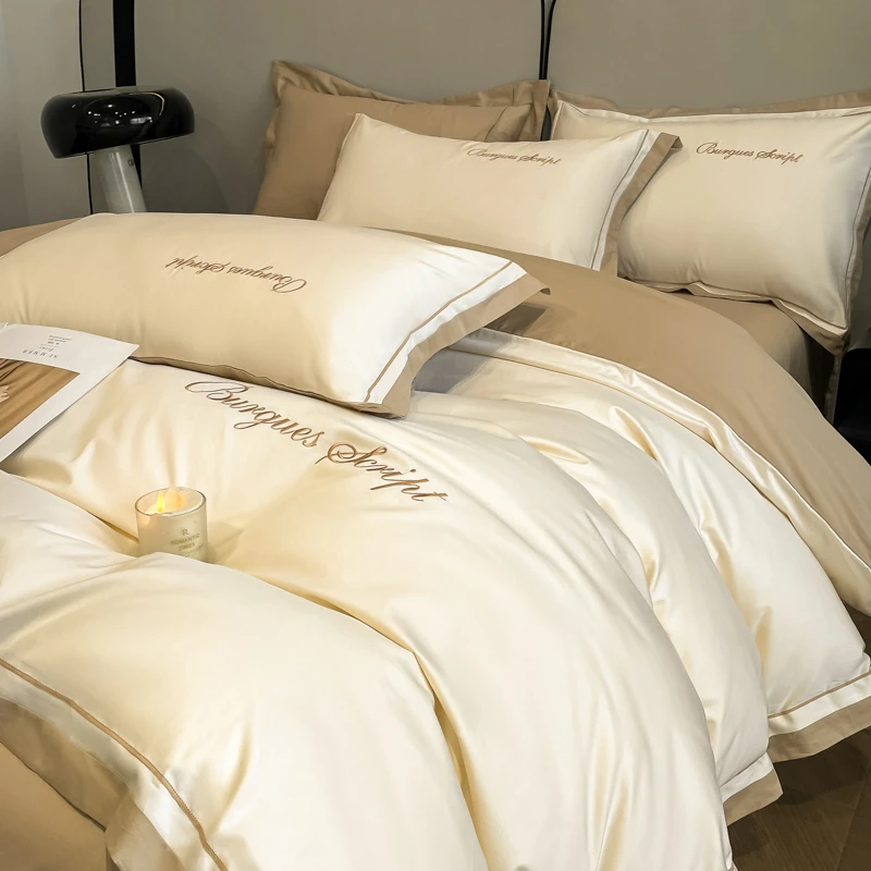 轻奢纯棉100%全棉床品四件套高级感四件套简约被套床上用品高档被