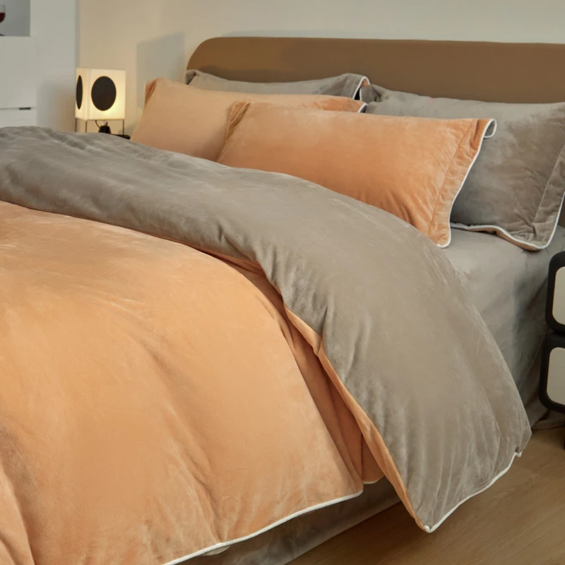 德芙绒床品套件加绒床上秋冬加厚毛绒暖冬加绒双层牛奶绒四件套