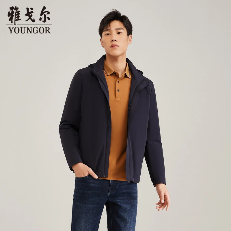 【新款连帽】雅戈尔茄克男秋冬中青年棉茄克 男士夹克外套 商务休闲