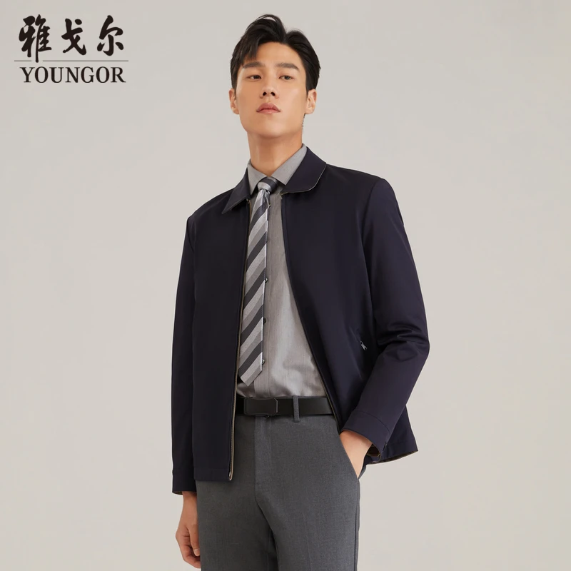 【双面穿翻领】雅戈尔春季新品男士夹克商务双面茄克外套翻领经典