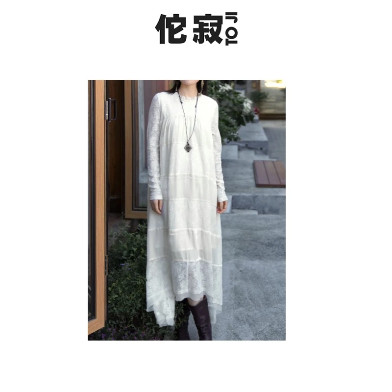佗寂时尚文艺气质高级感丝绒拼接女装连衣裙AWN3L715