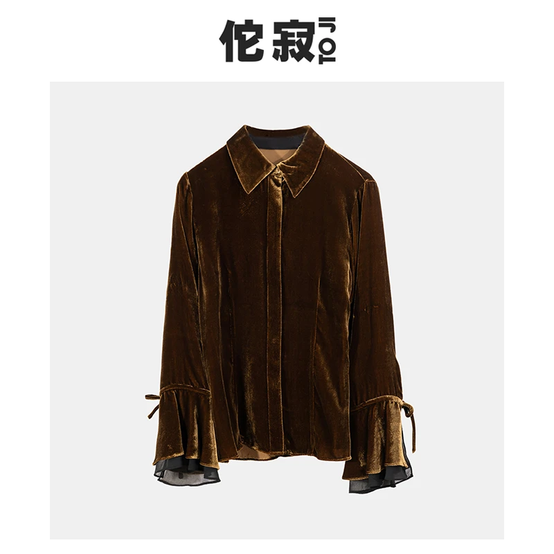 佗寂时尚丝绒衬衣百搭休闲气质日常女士AEM3C379