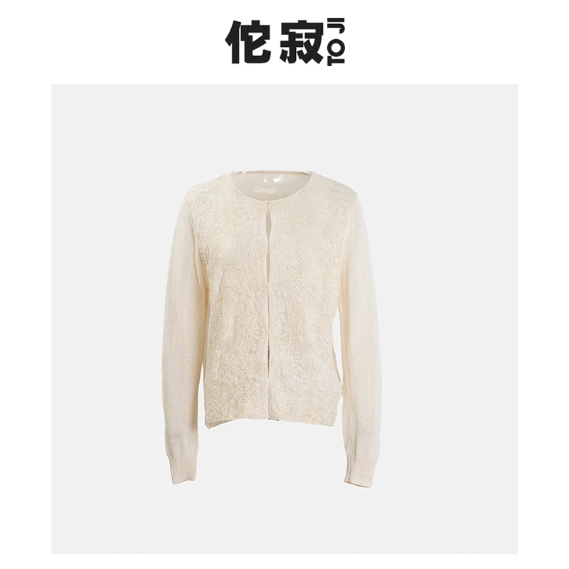 佗寂时尚文艺秋冬秋季百搭蕾丝针织衫镂空长袖外搭上衣女ACN2S182