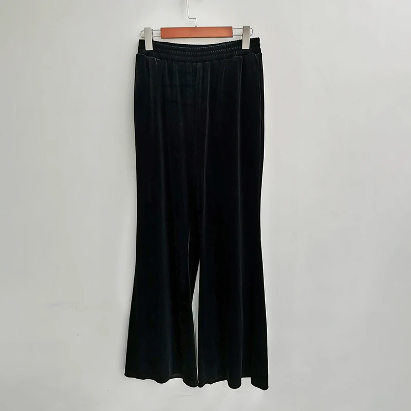 【丝绒】佗寂时尚设计女装气质秋冬百搭新款黑色喇叭裤-TDCH13K308