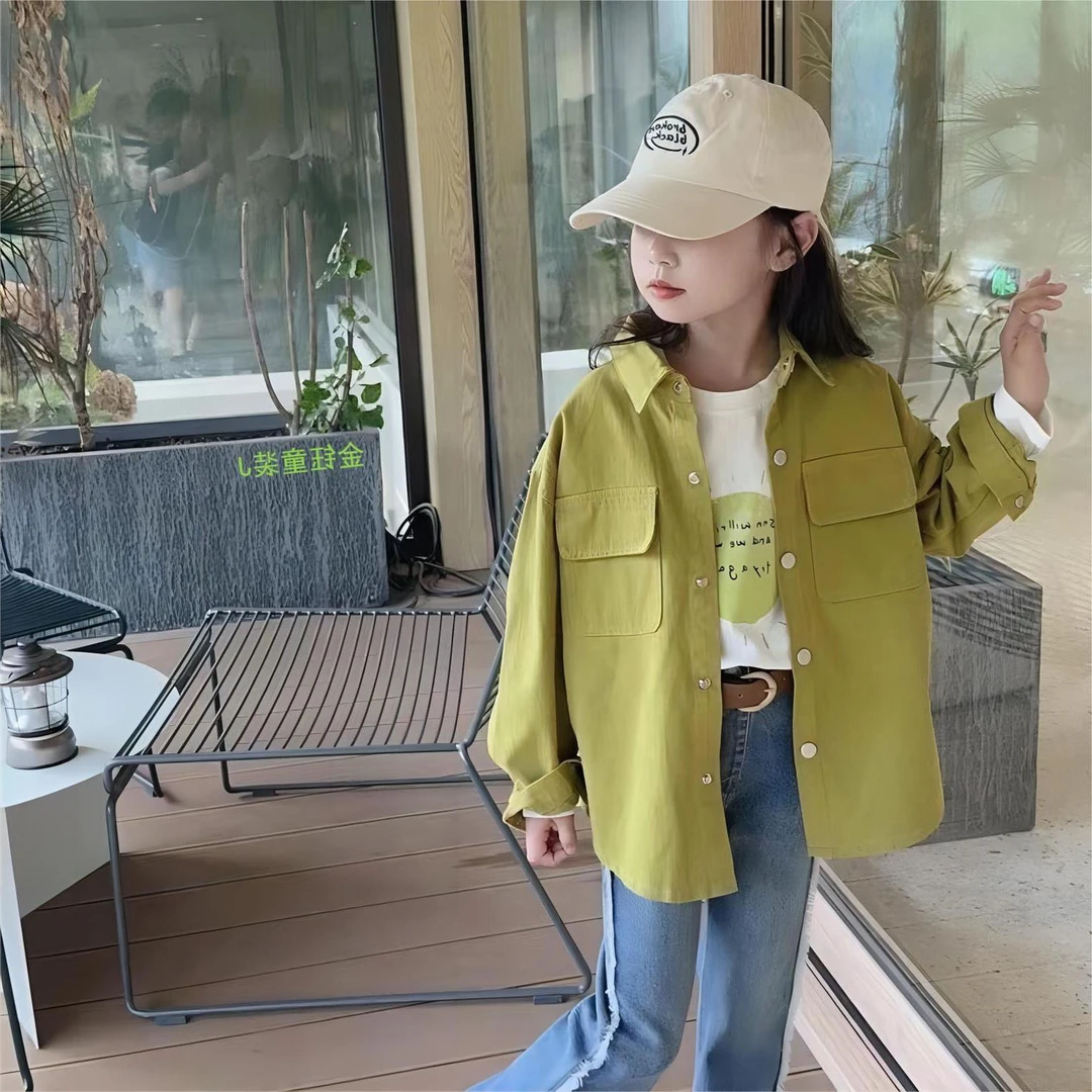 女童儿童长袖外穿潮款洋气时髦全棉韩版风衣休闲百搭中大童上衣