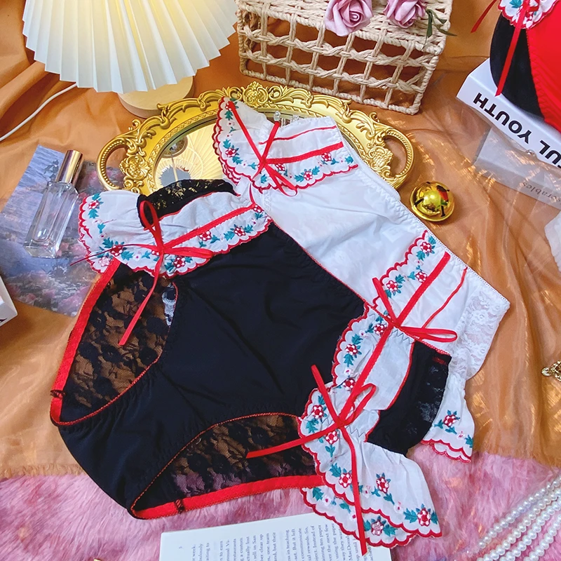 语萱娜1柳暗花明80-230斤大码内裤女蕾丝性感胖妹妹底裤2条AX409