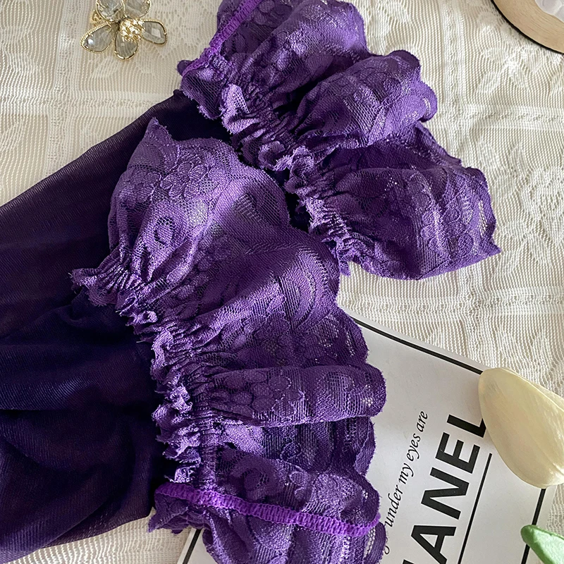 语萱娜100-210斤大码胖mm蕾丝薄款运动袜女200斤可穿SIWA紫