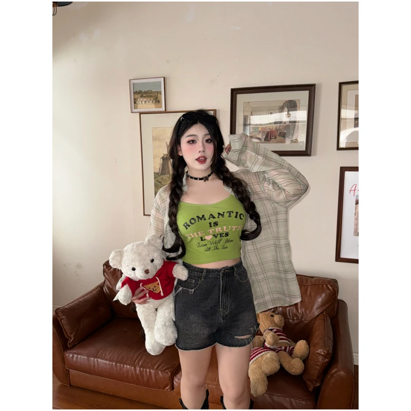 圆大敏「飞天小女警 上衣 」辣妹背心吊带丁达尔穿搭夏季微胖MM5211