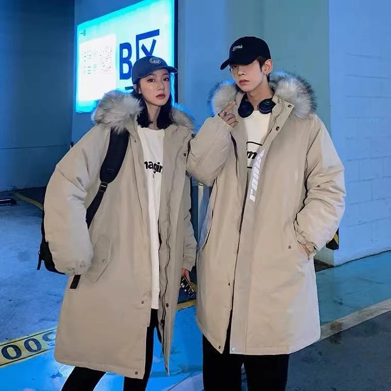 CxcvcK爆款2023新款冬季羽绒服男士中长款加厚情侣装青年韩版过膝